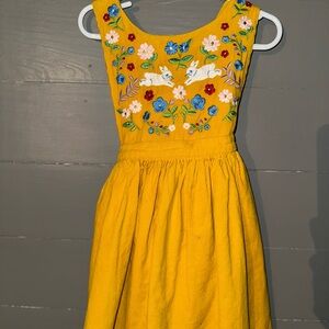 Mini Boden precious  Embroidered Yellow girls jumper